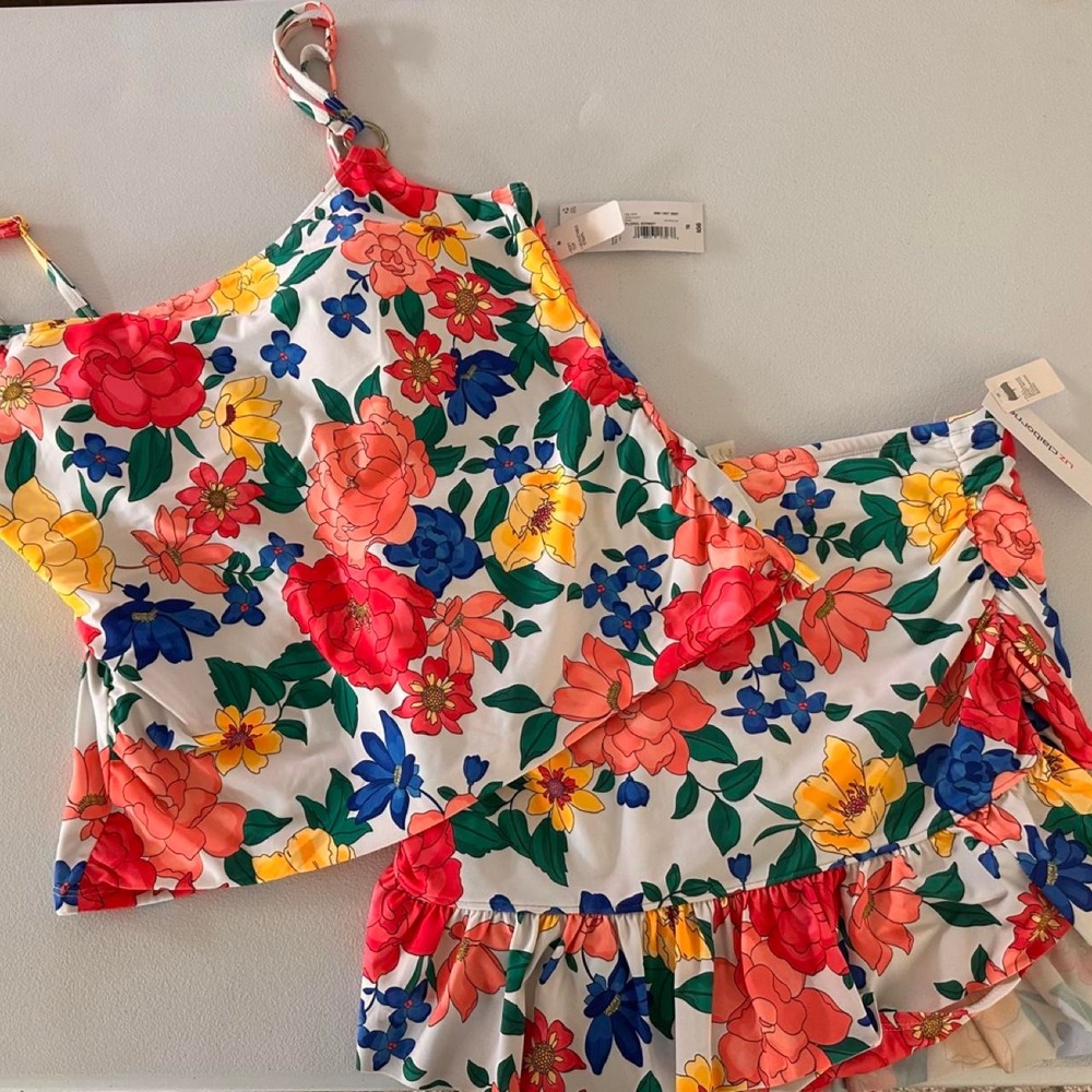 Liz Claiborne floral print swim suit size 16